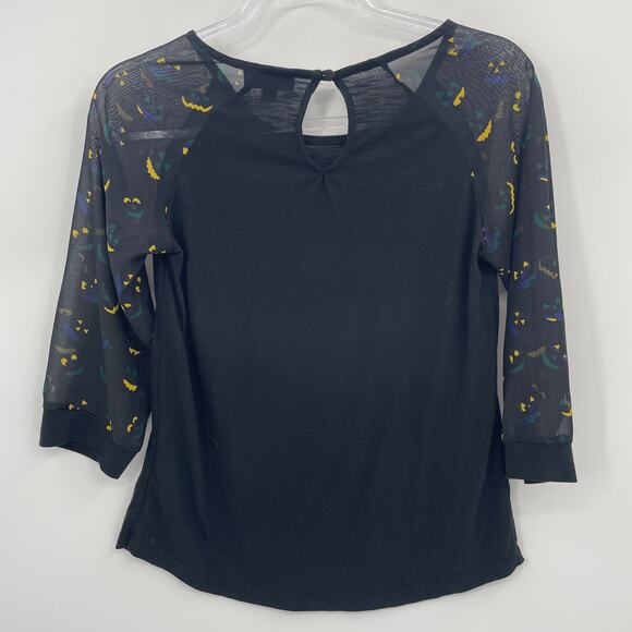 MODLCOTH Womens Jack-O-Lantern Shirt Size S Raglan 3/4 Sleeve Keyhole Halloween - Picture 4 of 9